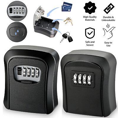 #ad 4 Digit Combination Key Lock Box Safe Security Storage Case Organizer Waterproof $10.95