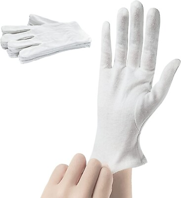#ad EvridWear White Cotton Gloves Women Men Eczema Dry Hands Moisturizing 5 Pairs $9.98