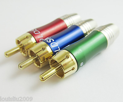 #ad 30pcs RCA plug Male aluminum housing and copper plug Video Connector 3 colors $39.09
