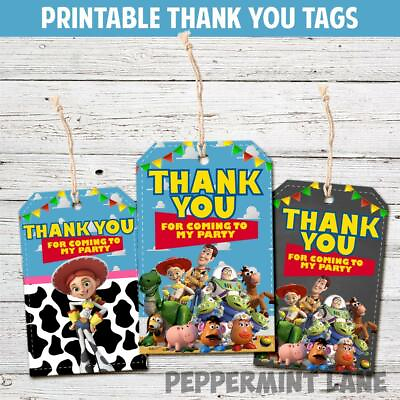 #ad 12x TOY STORY DIGITAL Thank you Favour Tags Birthday Invitation Printable Party AU $5.00