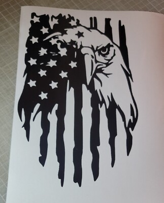 #ad USA Flag Eagle Distressed decal sticker vinyl graphic American car truck window $19.84