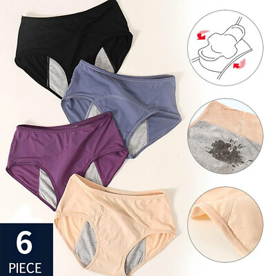 #ad 6 Pcs Plus Size Underwear Period Panties Women#x27;s Briefs Underpants Knickers $15.99