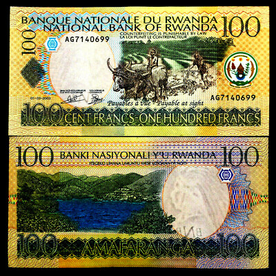 #ad Rwanda Africa 100 Francs Banknote World Paper Money UNC Currency Bill Note $4.50