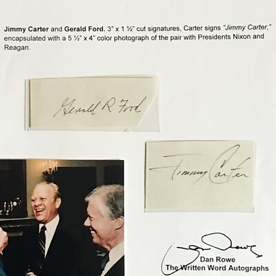 #ad PRESIDENTS JIMMY CARTER and GERALD FORD 2 Cut Signatures with COA FINALLL $111.00