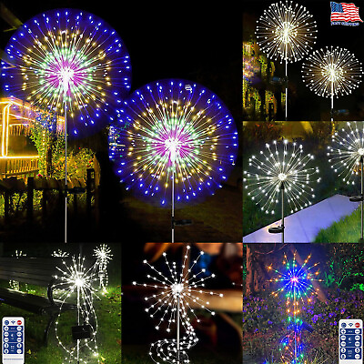 150 200 LED Solar Firework Lights Outdoor Waterproof Path Lawn Garden Decor Lamp $6.95