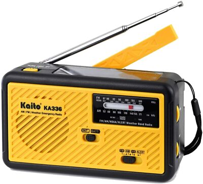 #ad Kaito KA336 Emergency AM FM NOAA Weather Alert Radio with Solar and Crank $21.99