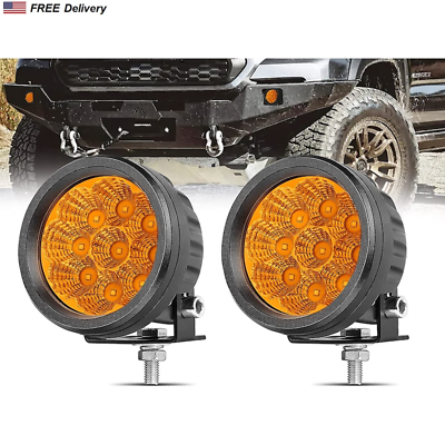 LED Pods 3.5 Inch 2PCS Amber Round Off Road Work Yellow Fog Flood Driving Lights $54.99