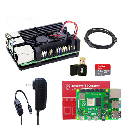 #ad Raspberry Pi 4 Model b 2GB 4GB 8GB Starter Kit Aluminum Case Power Supply HDMI $124.50