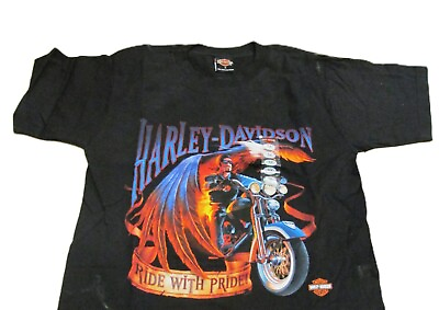 #ad #ad HARLEY DAVIDSON RIDE WITH PRIDE BLACK MEN#x27;S SHIRT S S NEW $12.99
