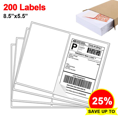 #ad Half Sheet 200 Shipping Labels 8.5x5.5 Rounded Corner Self Adhesive 2 Per Sheet $13.89
