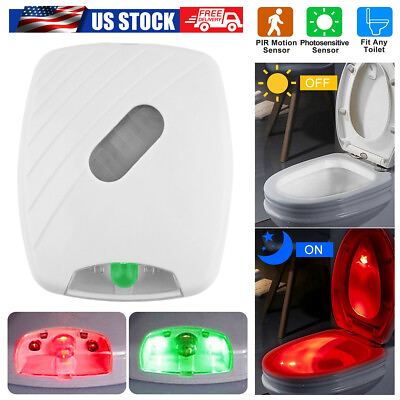 Toilet Night Light LED Motion Activated Sensor Lamp Bathroom Seat Bowl Light USA $9.98
