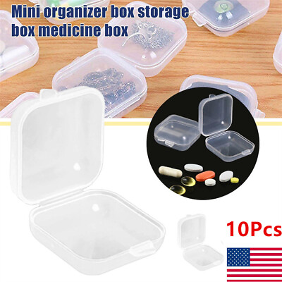 #ad 10Pcs Clear Plastic Mini Box Earplugs Jewelry Bead Earing Storage Case Organizer $3.70