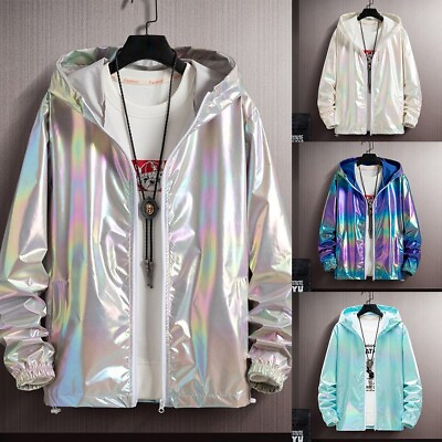 #ad 3 Bright Colorful Sunscreen Hooded Men#x27;s Jacket Coat Streetwear with Pockets $17.81