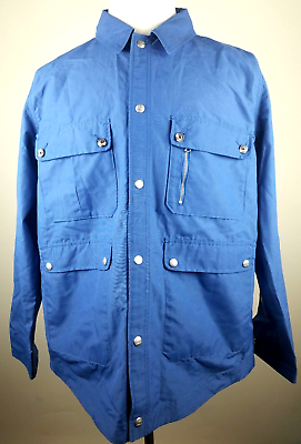 #ad Woolrich Jacket Mens L Waterproof Parka Coat Snap Button Down Vented Back Blue $19.97