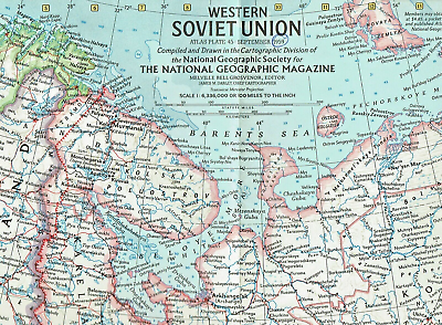 #ad 1959 9 September WESTERN USSR SOVIET UNION National Geographic Map 370 $4.95