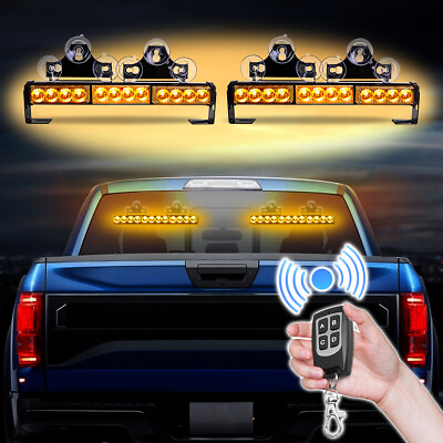 Amber 24 LED Car Truck Emergency Warning Strobe Light Bar Traffic AdvisorRemote $52.89
