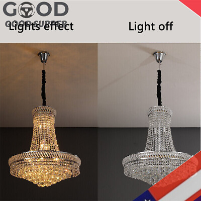 #ad Luxury Crystal Chandelier Silver Staircase Lamp Lobby Villa Lighting Pendant LED $227.05