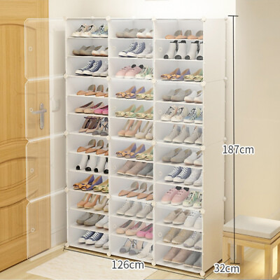 #ad 12 Tiers Shoe Rack Box Organizer Stackable Cabinet Storage for 72 Pairs Shoes $51.58