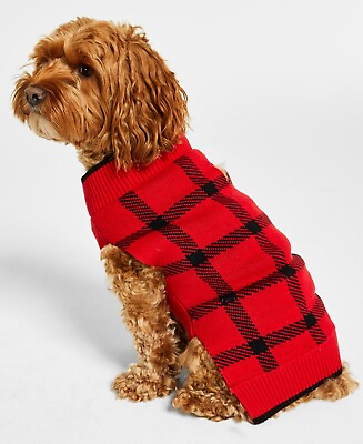 #ad MSRP $40 Charter Club Dog Windowpane Plaid Family Sweater Red Size Small $26.39