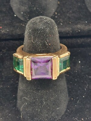 #ad Vintage Ross Simons Gold Over 925 Sterling Purple amp; Green Gemstone Size 5 $49.95