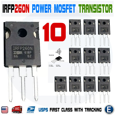 #ad 10pcs IRFP260N Power MOSFET IRFP260 N Channel Transistor 50A 200V TO 247 $14.15