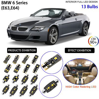 #ad LED Interior Light Kit for BMW 6 Series E63 E64 2004 2010 White LED Light Bulbs $22.50