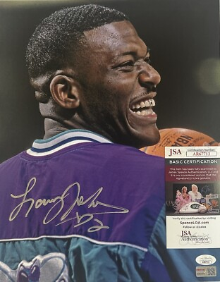 #ad Larry Demetric Johnson Hornets Signed Autographed 14x11 Photo JSA amp; Tristar COA $200.00
