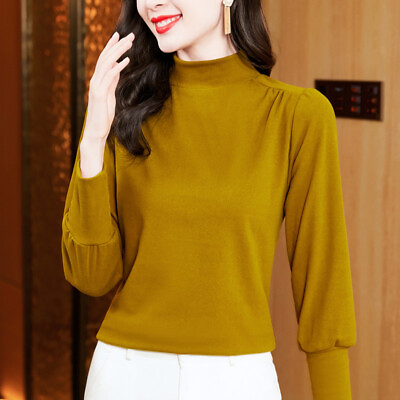 #ad Women Winter Mock Neck Basic Underwear Stretchy Long Sleeve T Shirts Blouse Tops $19.55