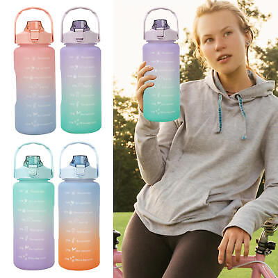 #ad 1 * Large Capacity Handheld Water Bottle Water Container Straw Cups 2000ml $16.73
