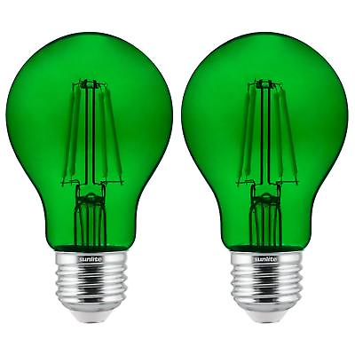 #ad 2 Pack Sunlite LED Transparent Green A19 Filament Bulbs 4.5 Watts Dimmable $15.99