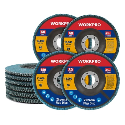 #ad WORKPRO 10PC 4 1 2quot;x7 8quot; Flap Disc Grinding Wheel Sanding Disc 40 60 80 120Grits $21.99