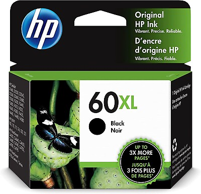 #ad HP 60XL Black Ink Cartridge OEM Genuine Sealed CC641WN Retail Box $22.89