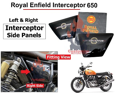 #ad Royal Enfield quot;Interceptor 650quot; Left amp; Right Black quot;Side Panelsquot; with Sticker $84.61