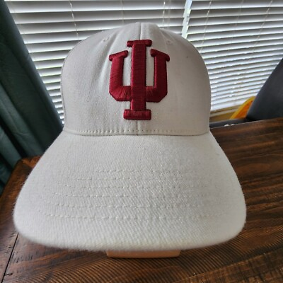#ad Indiana Hoosiers Hat Cap Stretch Fitted Mens L XL NCAA College TOW White $18.99