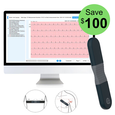 #ad 24h Holter Monitor ECG Recording Detailed Reports by AI Analysis US Refurbished $199.99