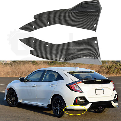 #ad For Honda Civic Sport Hatchback Carbon Rear Lip Splitter Diffuser V4 Side Skirts $49.68