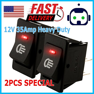 2X RED LED 12V 35Amp Heavy Duty Toggle Flick Switch ON OFF Car Dash Light SPST $5.95