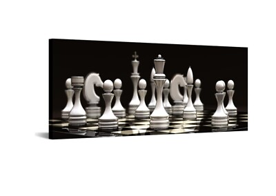 #ad Large Black and White Chess Canvas Wall Art Size: 48 x 20 x 1 $160.00