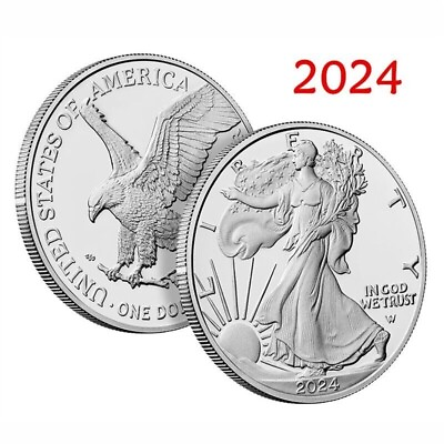 #ad 2024 1 oz American Silver Eagle Coin BU 999 Fine Silver $31.55