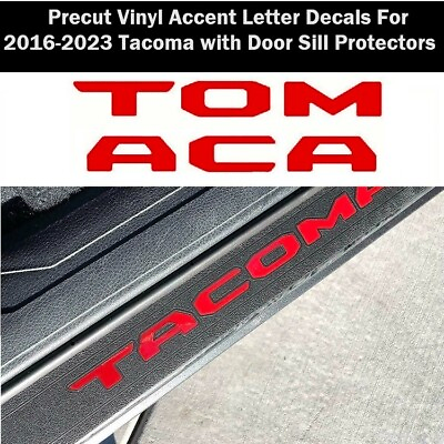 #ad #ad RED Precut Vinyl Letter Decals for 2016 2023 Tacoma Front Door Sill Protectors $10.79