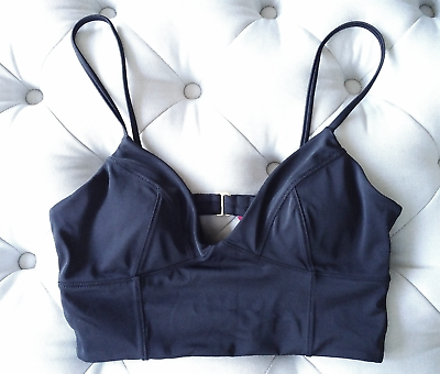 #ad Victoria#x27;s Secret black bathing suit bikini top cropped double clasp bodice NWOT $37.00