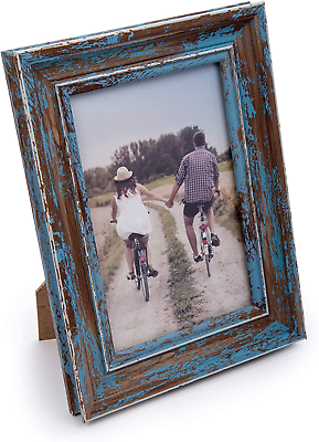 #ad Decorative Distressed Weathered Wooden Look Picture Frame 4 X 6 Inches Blue $19.99