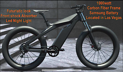 #ad 26quot; TRUE 1000W Electric E Bike Fat Tire CARBON FIBER Bicycle Li Battery SAMSUNG $2699.99