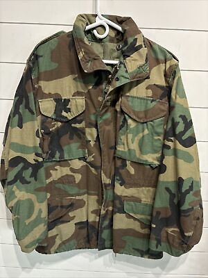 #ad Vintage USA Army Military Hooded Field Coat Jacket Army Paratrooper Sz Small Reg $34.95