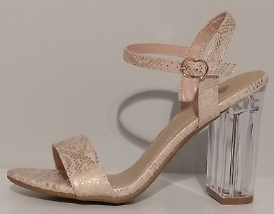 #ad NEW Madeline Stuart Pink Sandals 4quot; Clear Block Heel Size 8.5M US 38.5M EUR $54.99