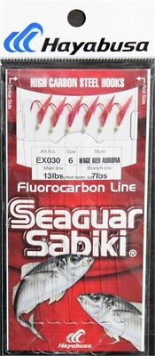 #ad Hayabusa EX030 6 Sabiki Seaguar Red Hook Red Aurora Sz 6 6 Hooks $8.73