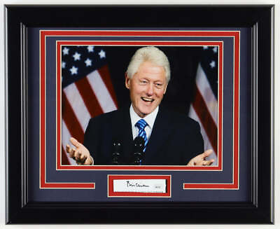 #ad Bill Clinton Signed Custom Framed Cut Display JSA $420.00