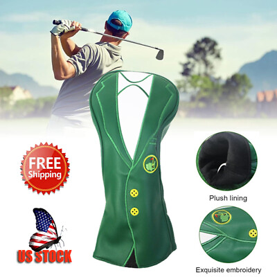 #ad Golf Club Head Driver Cover Green Jacket Pattern Driver PU Headcover Golf Club $12.99