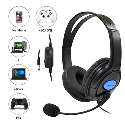#ad Portable Wired Stereo Headphones With Mic Gaming Over Ear Headset For PCamp;Laptop $9.93