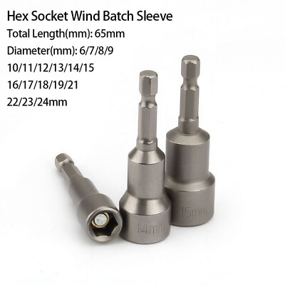 #ad Hex Socket Wind Batch Sleeve Drill Bits Adapter Drill Bit Magnetic Dia:6mm 24mm $44.65